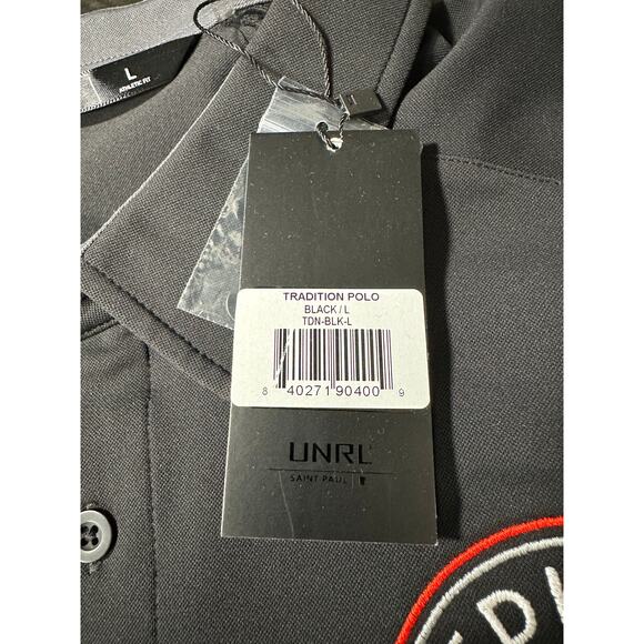 UNRL Performance Polo Shirt Black Size Large RedHawk University Logo NEW - Picture 6 of 11